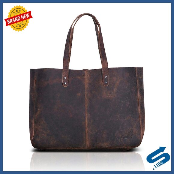 Full Grain Leather Tote Bag Satchel Multipurpose Handbag Women